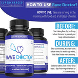 Rave Doctor 5-HTP Vegan Capsules back view with ingredient list