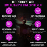 Rave Repeat Pre-Rave Supplements capsules close-up