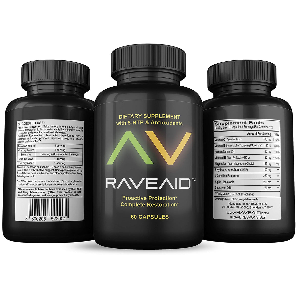 RaveAid Multivitamins 60 capsules front view