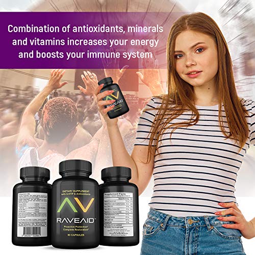 RaveAid Multivitamins displayed with a glass of water