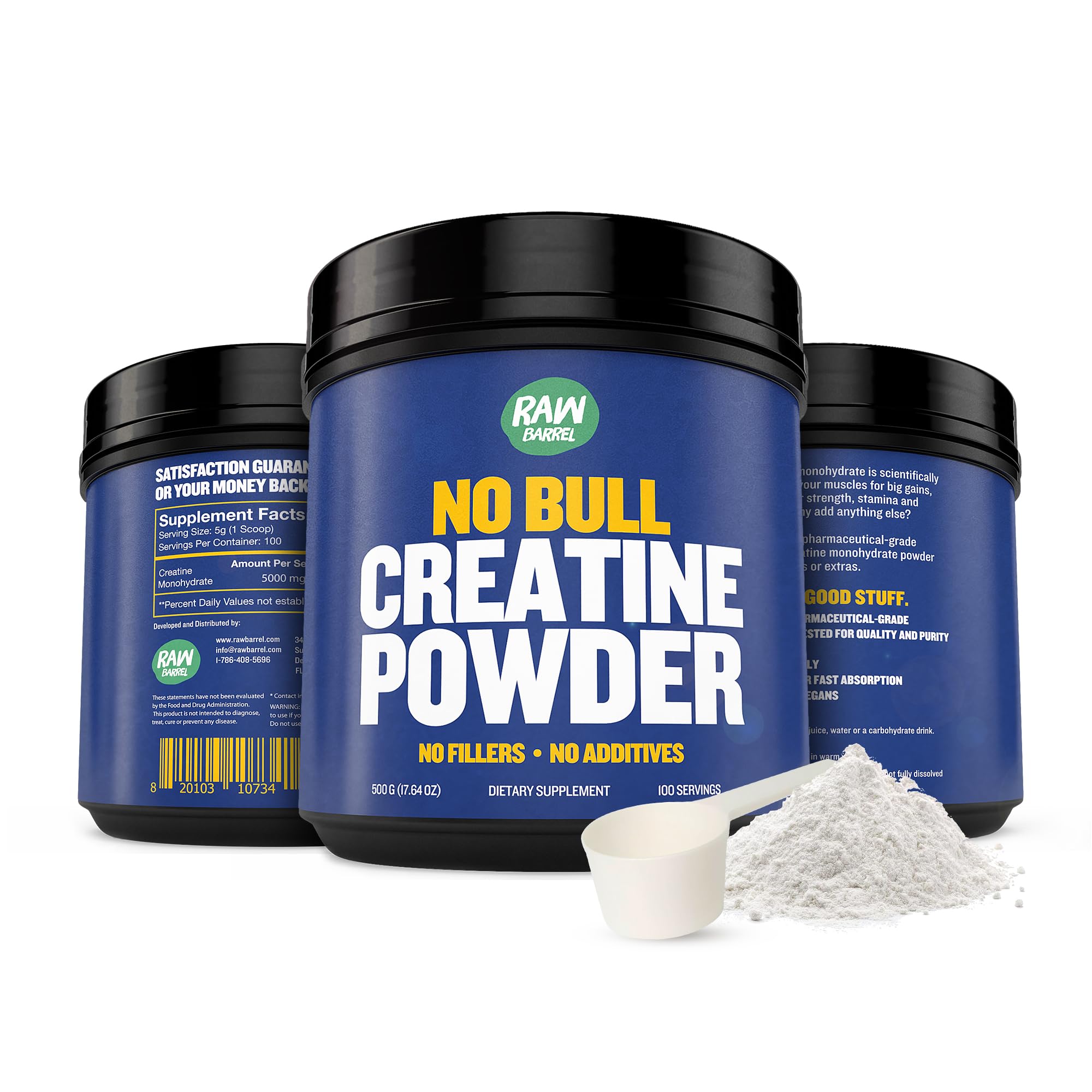 Raw Barrel Creatine Monohydrate Powder lifestyle scene with gym equipment