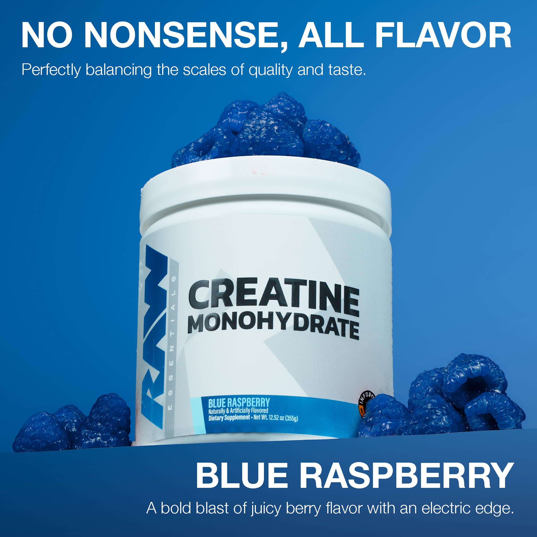 RAW Blue Raspberry Creatine Monohydrate 227g side view
