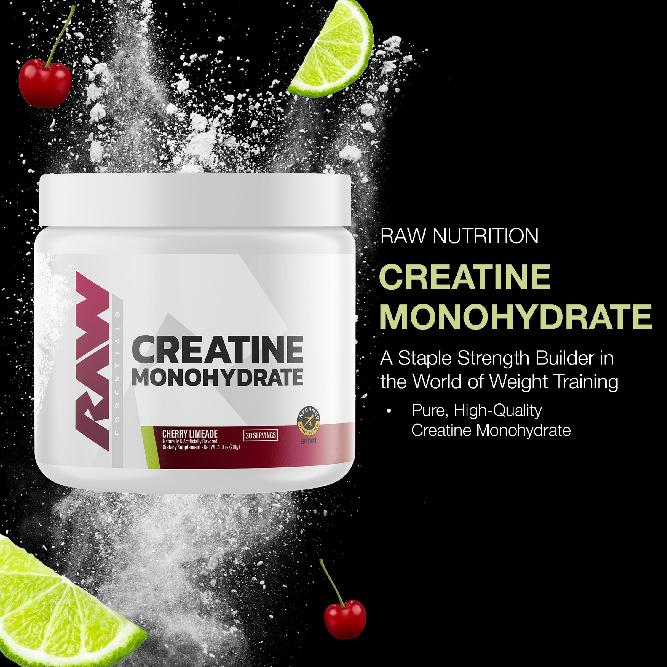 RAW Cherry Limeade Creatine 227g side view