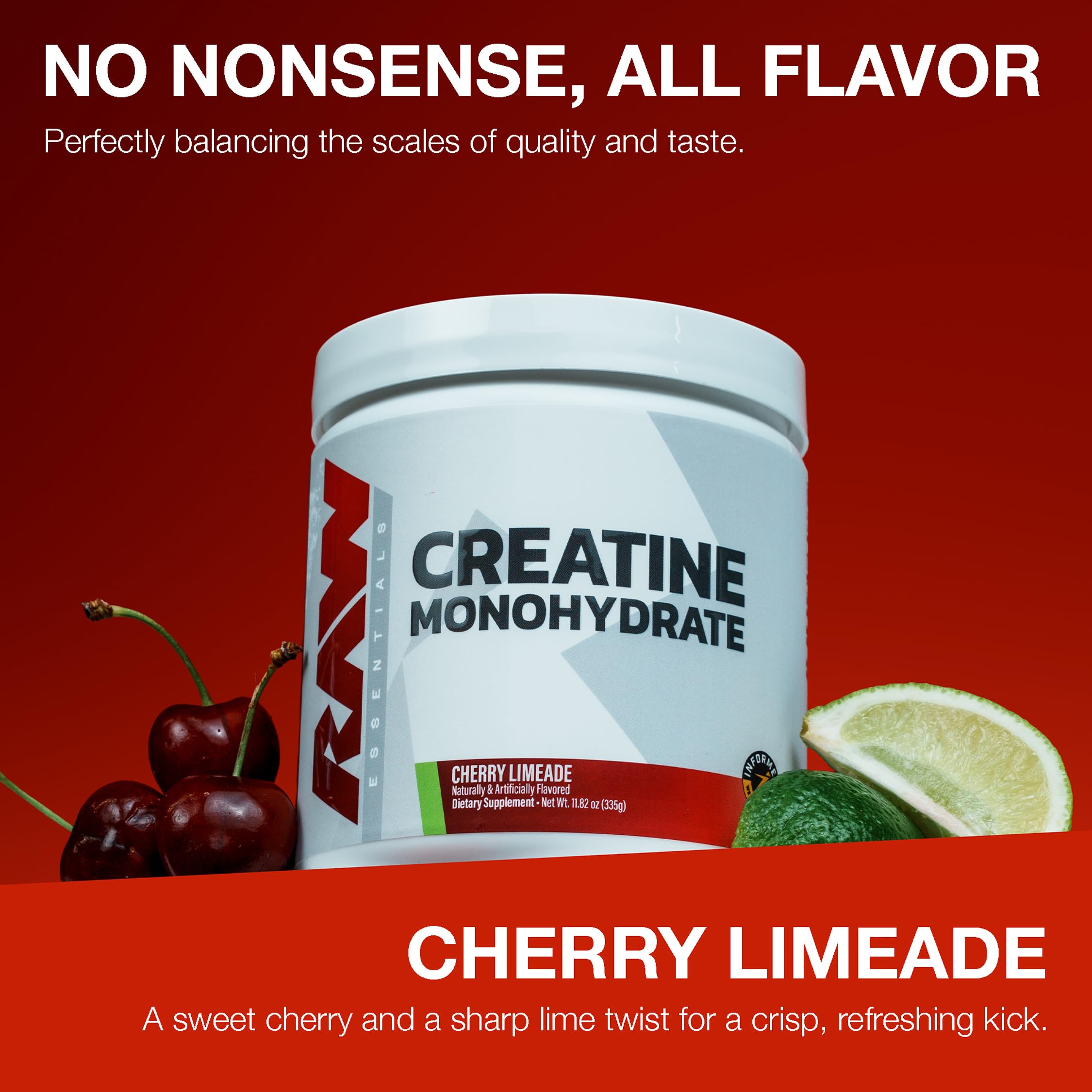 RAW Cherry Limeade Creatine 227g with scoop