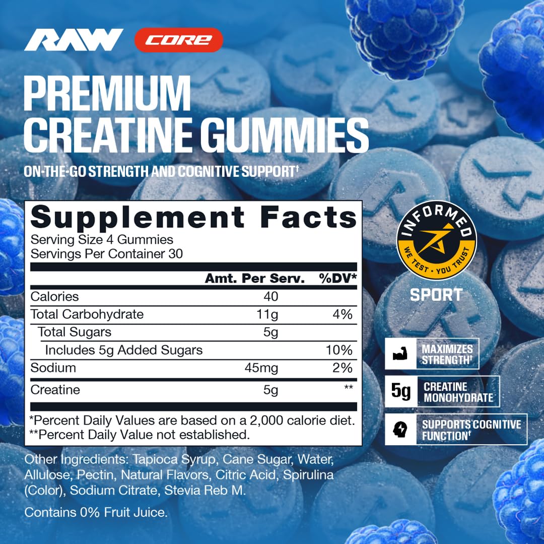 RAW Creatine Gummies side view showing texture
