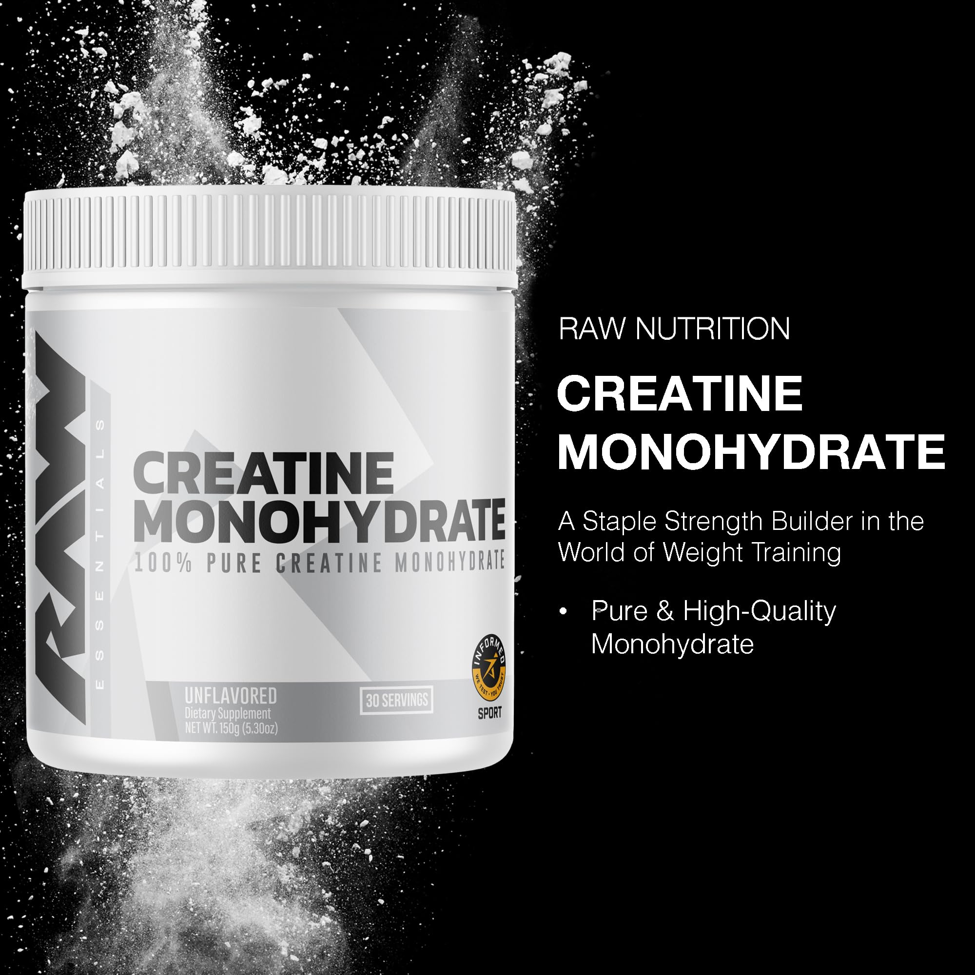 RAW Creatine Monohydrate 150g packaging