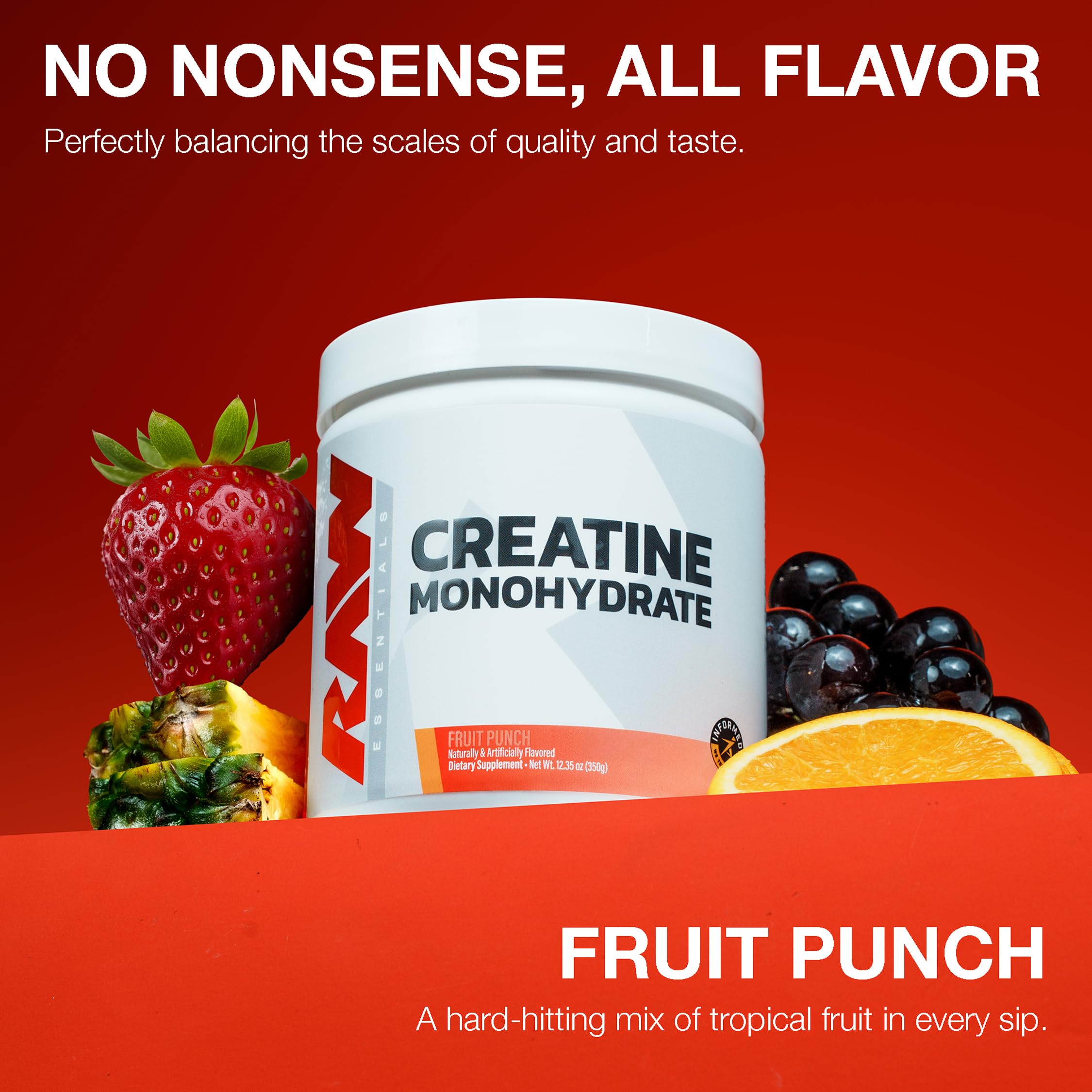 RAW Creatine Monohydrate Fruit Punch 227g packaging