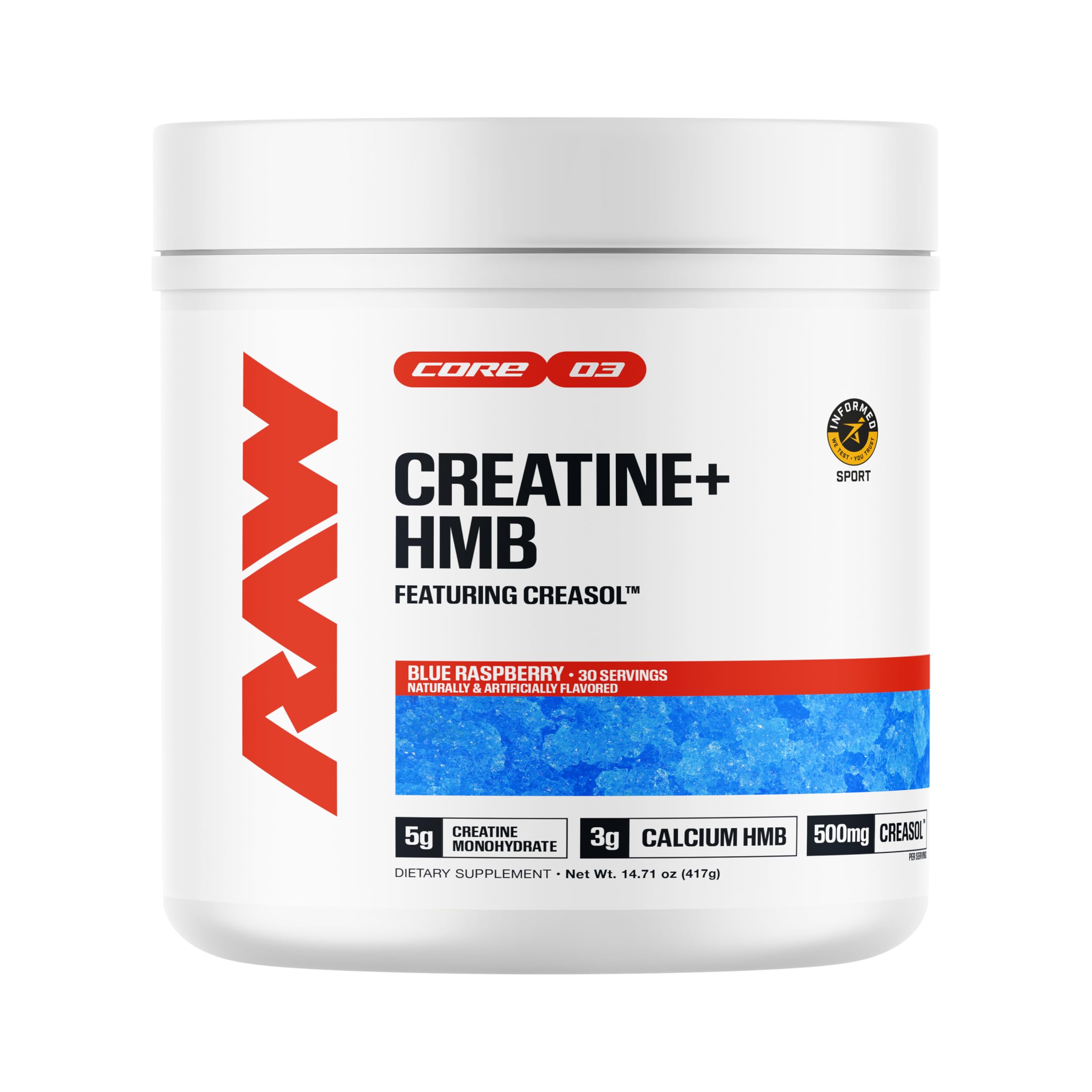 RAW Creatine Plus Blue Raspberry 290g front view