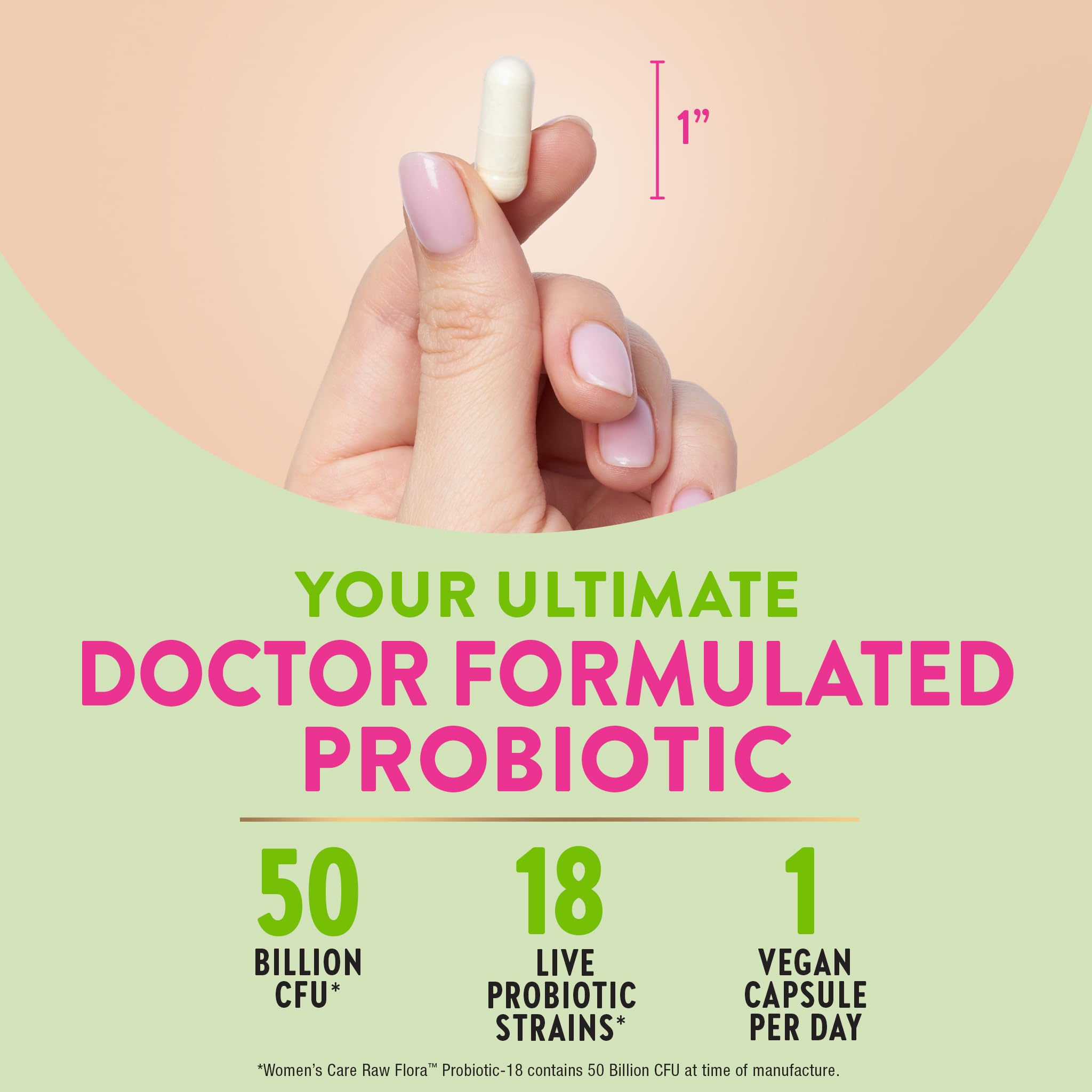 Raw Flora Women's Probiotic 50 Billion CFU capsule bottle with label