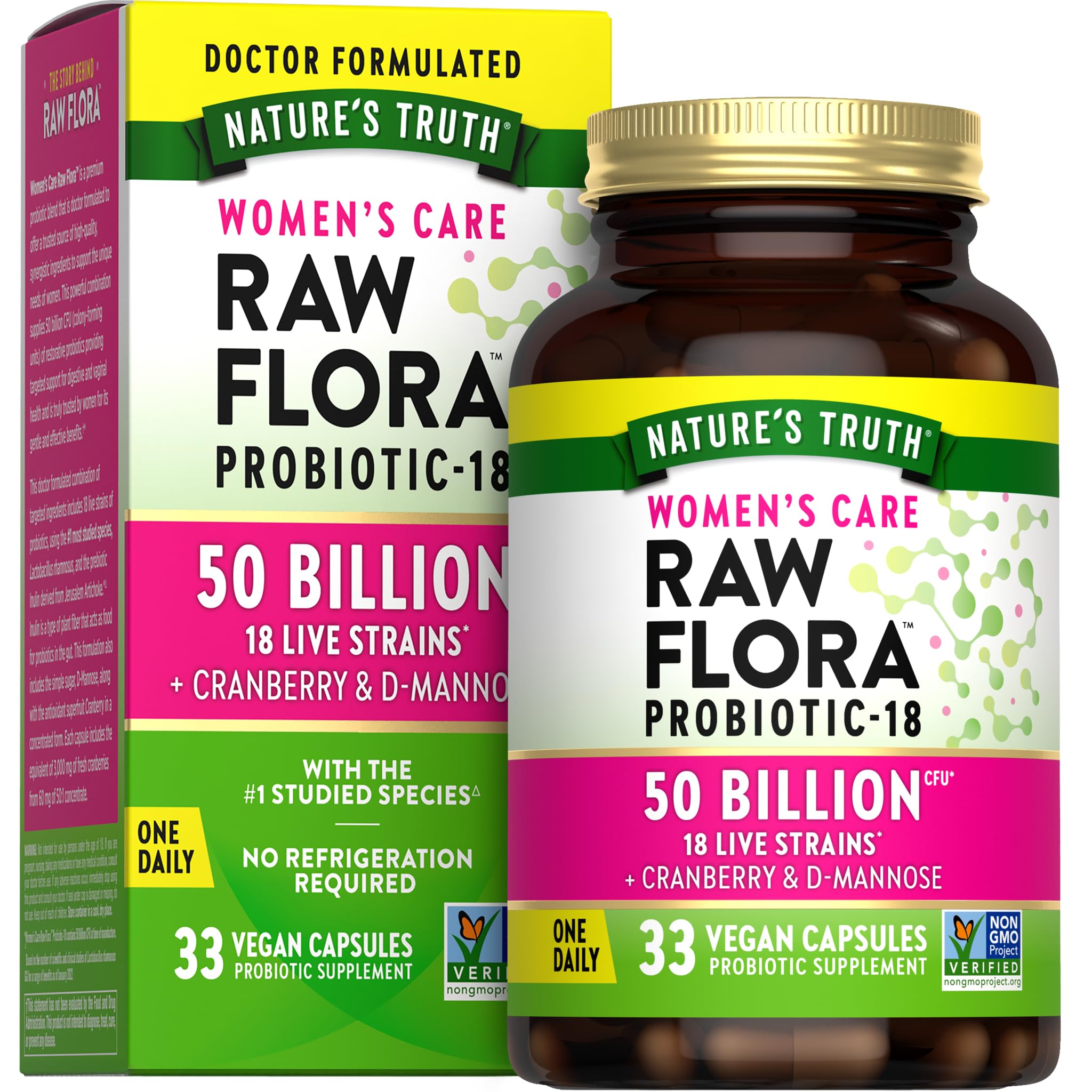 Raw Flora Women's Probiotic 50 Billion CFU capsule front view