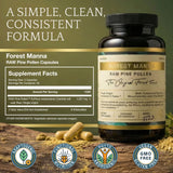 RAW Forest Foods Pine Pollen Capsules ingredients list on packaging