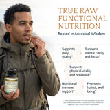 RAW Forest Foods Pine Pollen Capsules open bottle with capsules