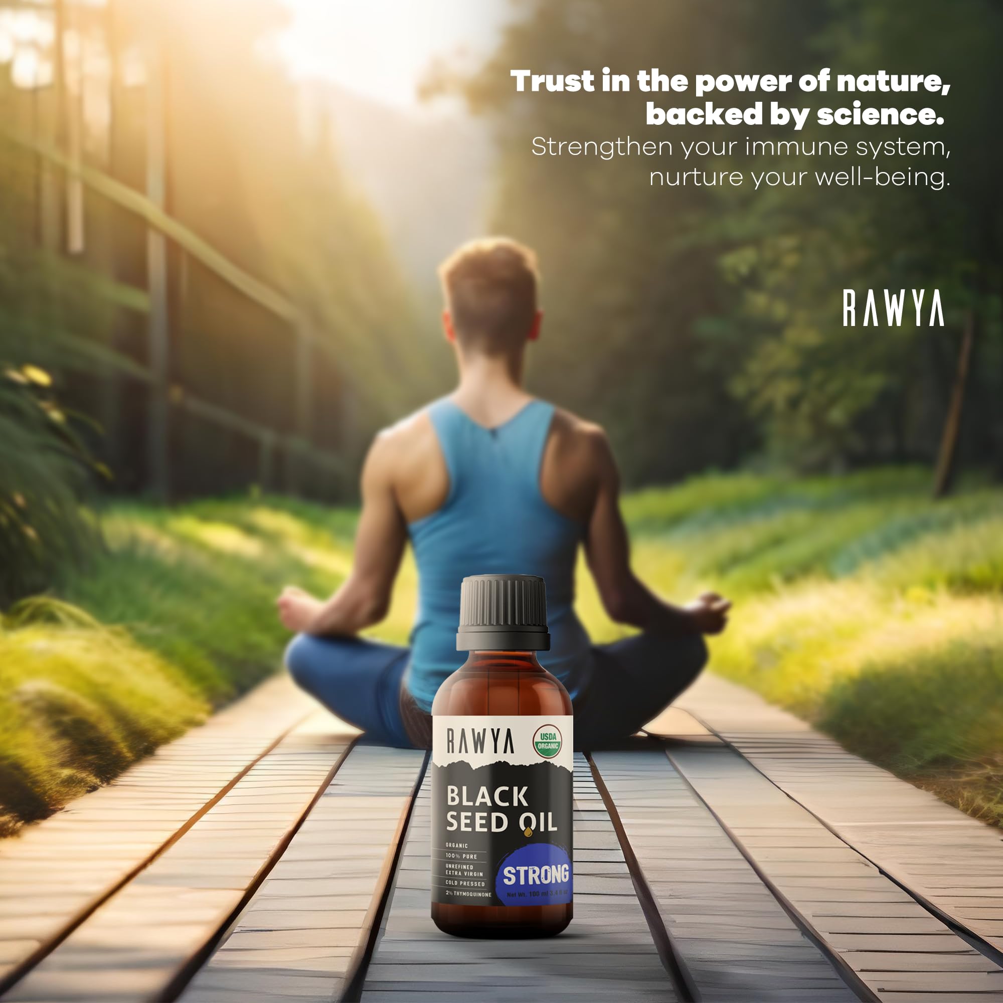 RAWYA Black Seed Oil 230g bottle with cap open