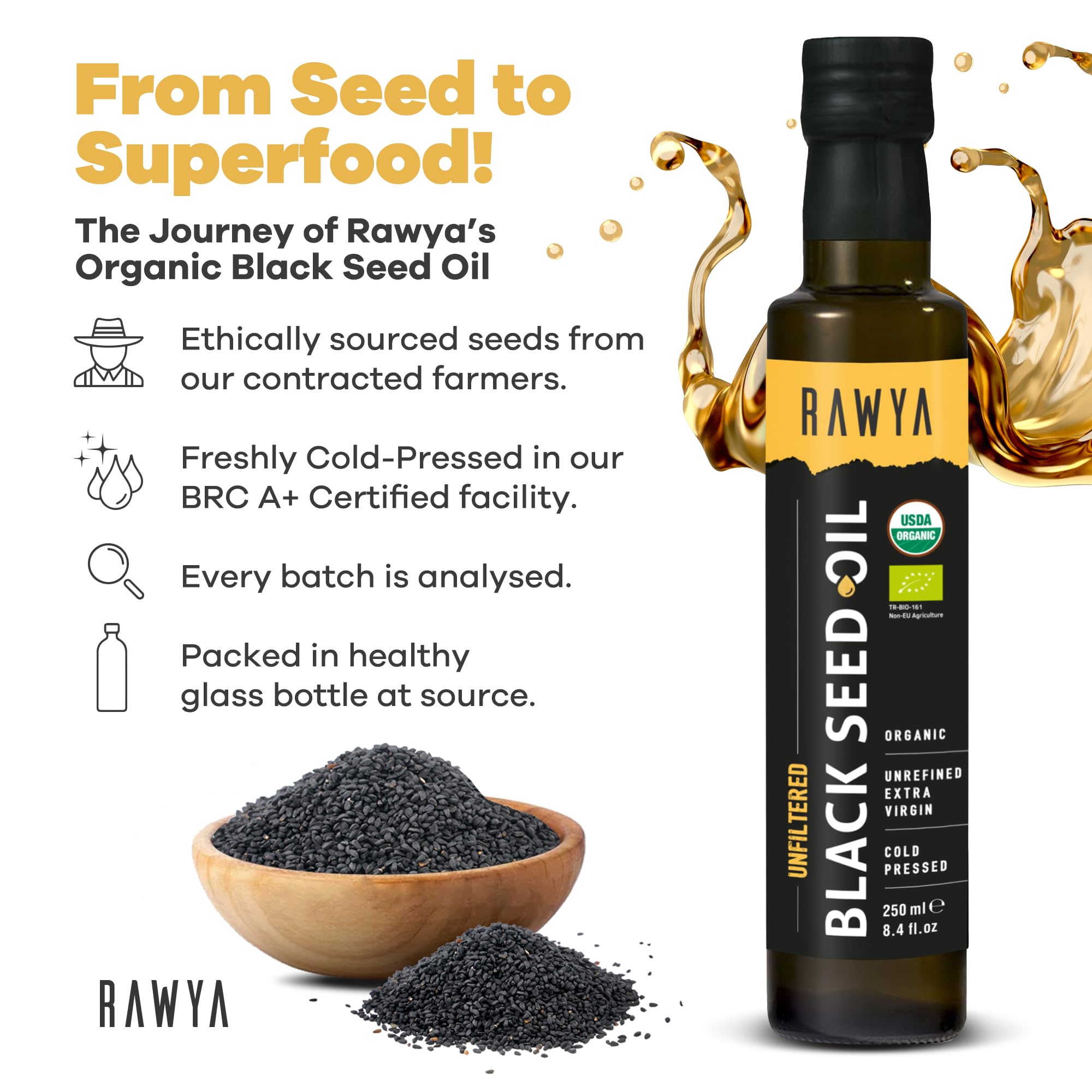 RAWYA Black Seed Oil cold-pressed extraction process
