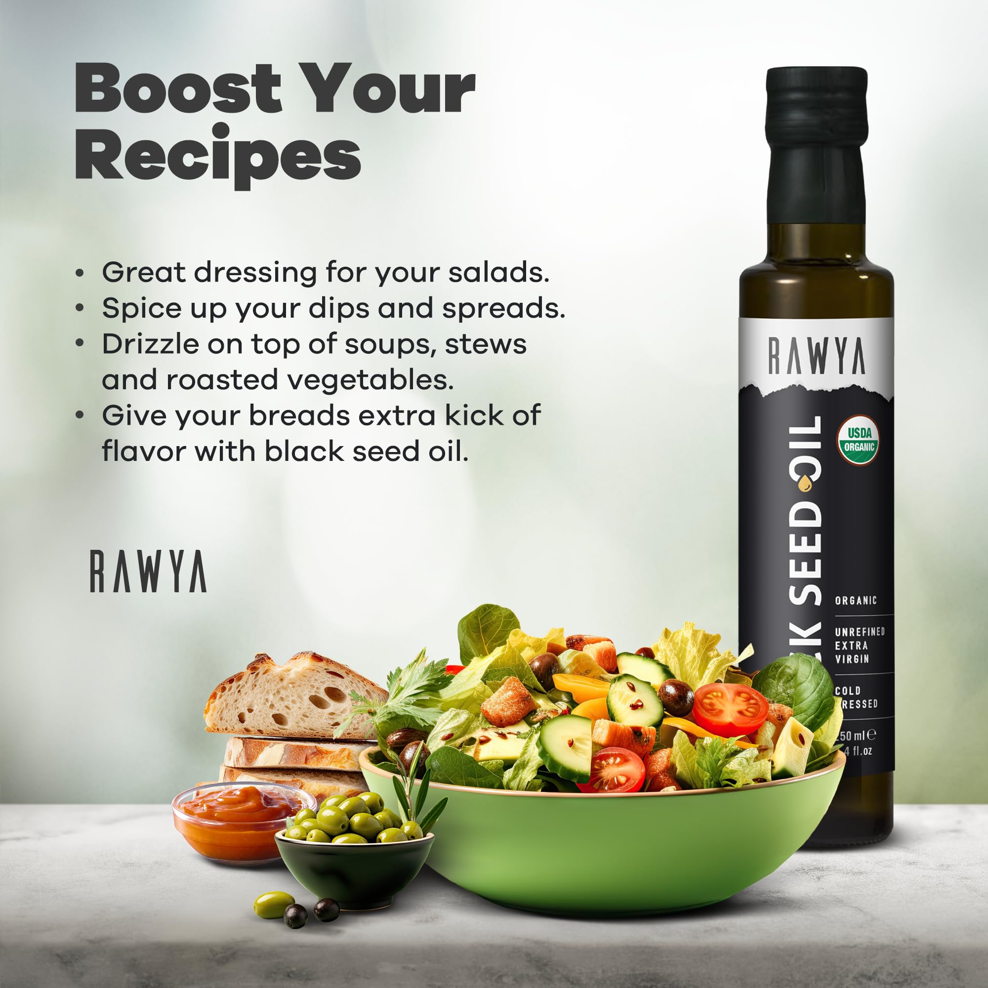 RAWYA Black Seed Oil label close-up