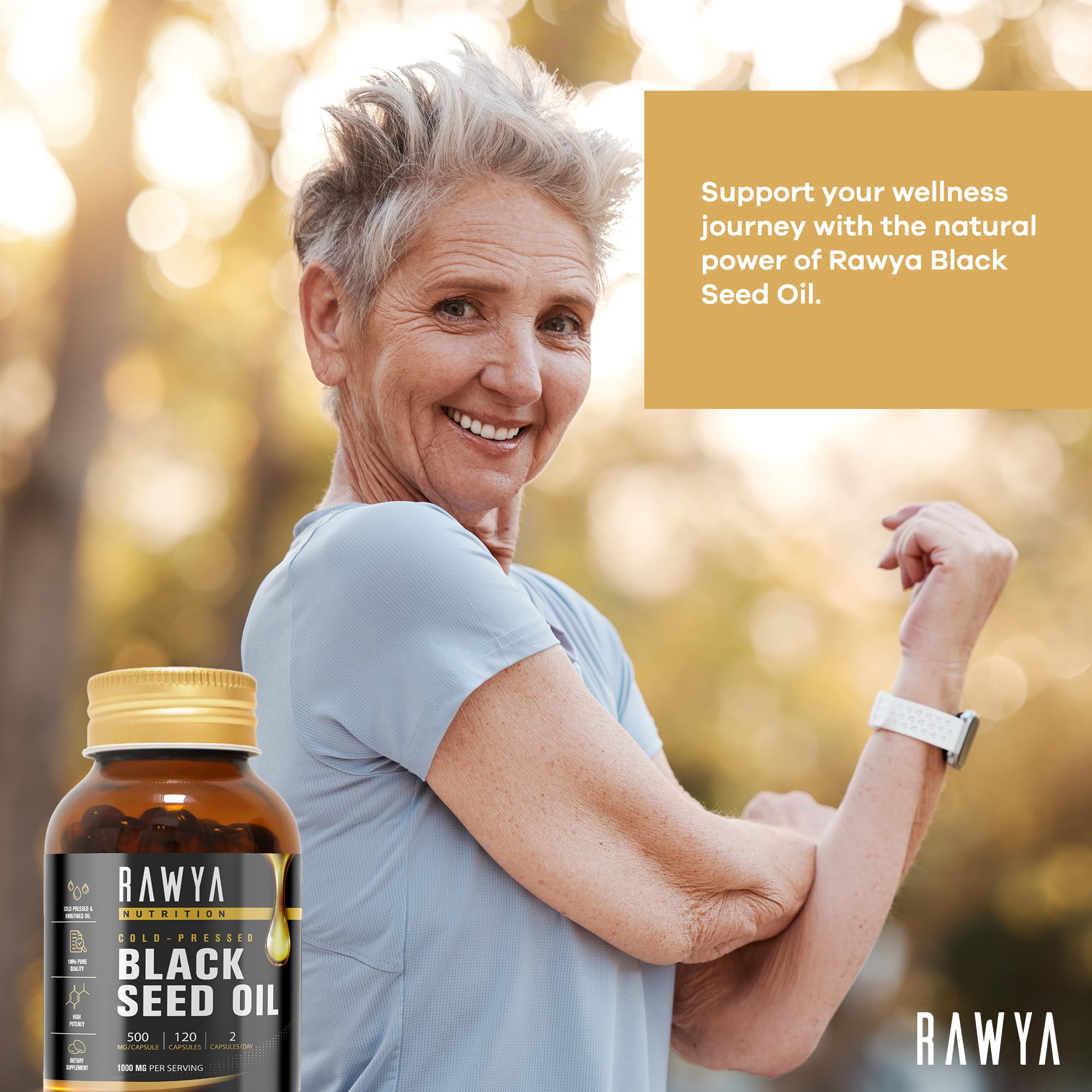 RAWYA Black Seed Oil Softgels side view