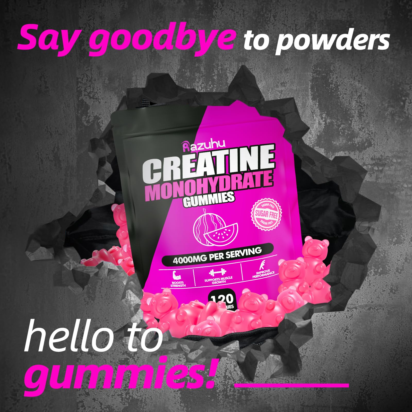 Razuhu Creatine Monohydrate Gummies close-up of individual gummies