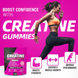 Razuhu Creatine Monohydrate Gummies displayed with a gym bag