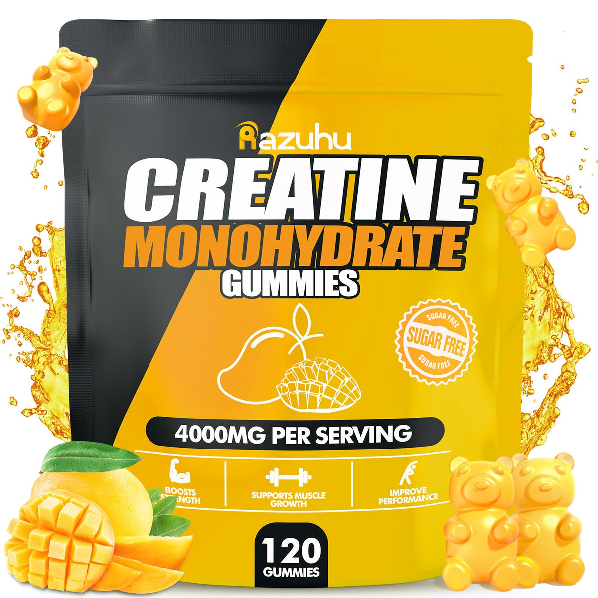 Razuhu Creatine Monohydrate Gummies front view packaging