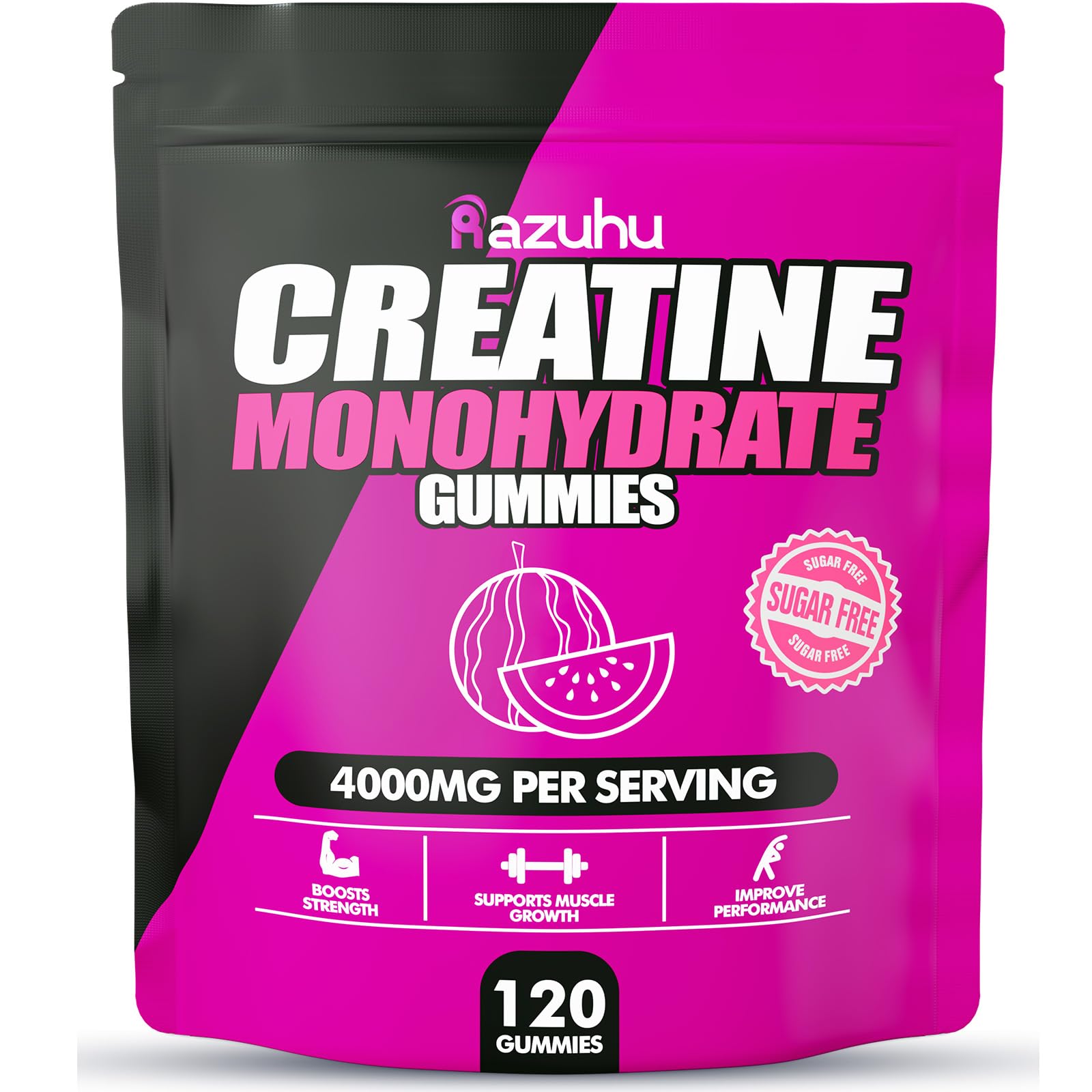 Razuhu Creatine Monohydrate Gummies in a hand for size reference