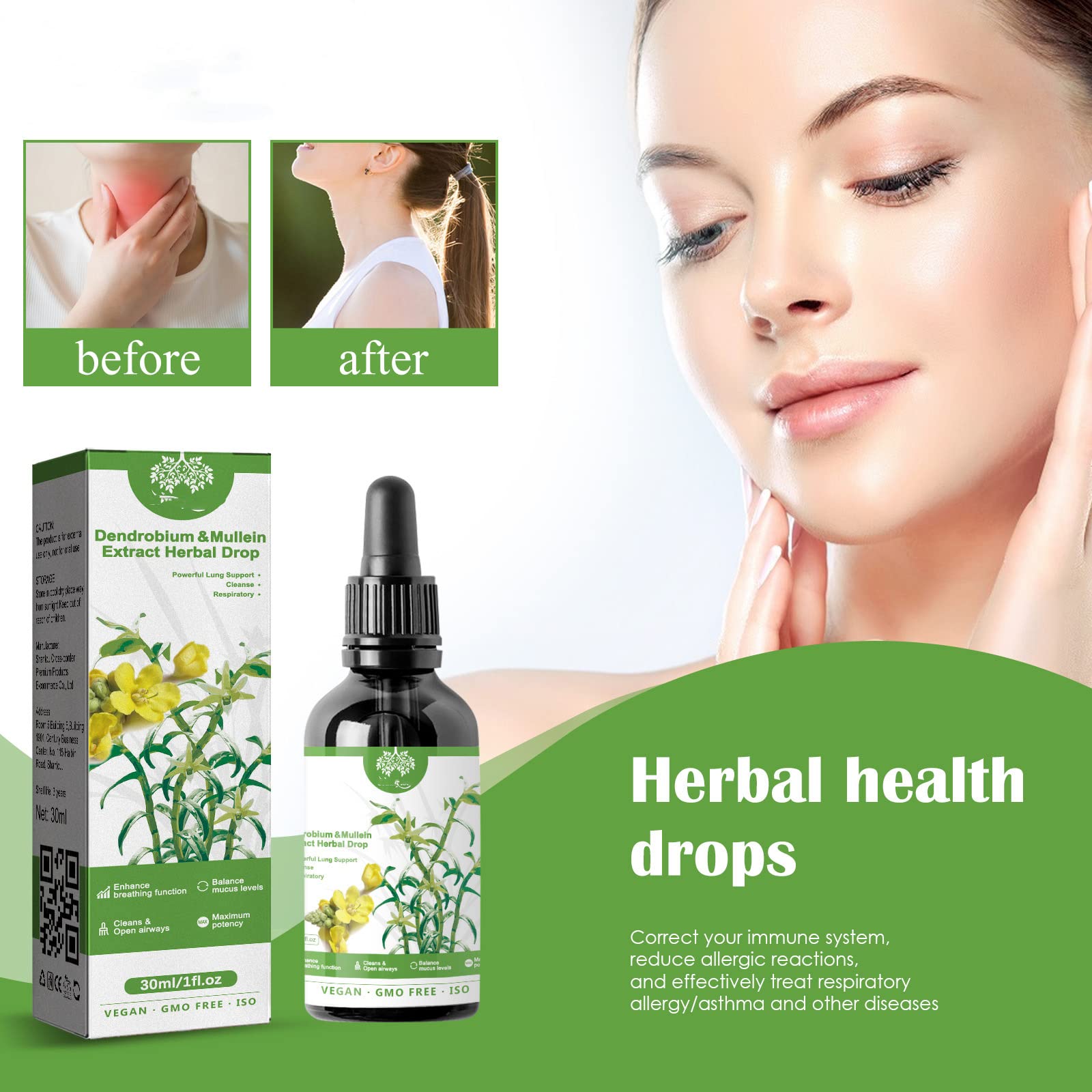 RCSCBC Mullein Extract Herbal Drops 30ml dropper close-up