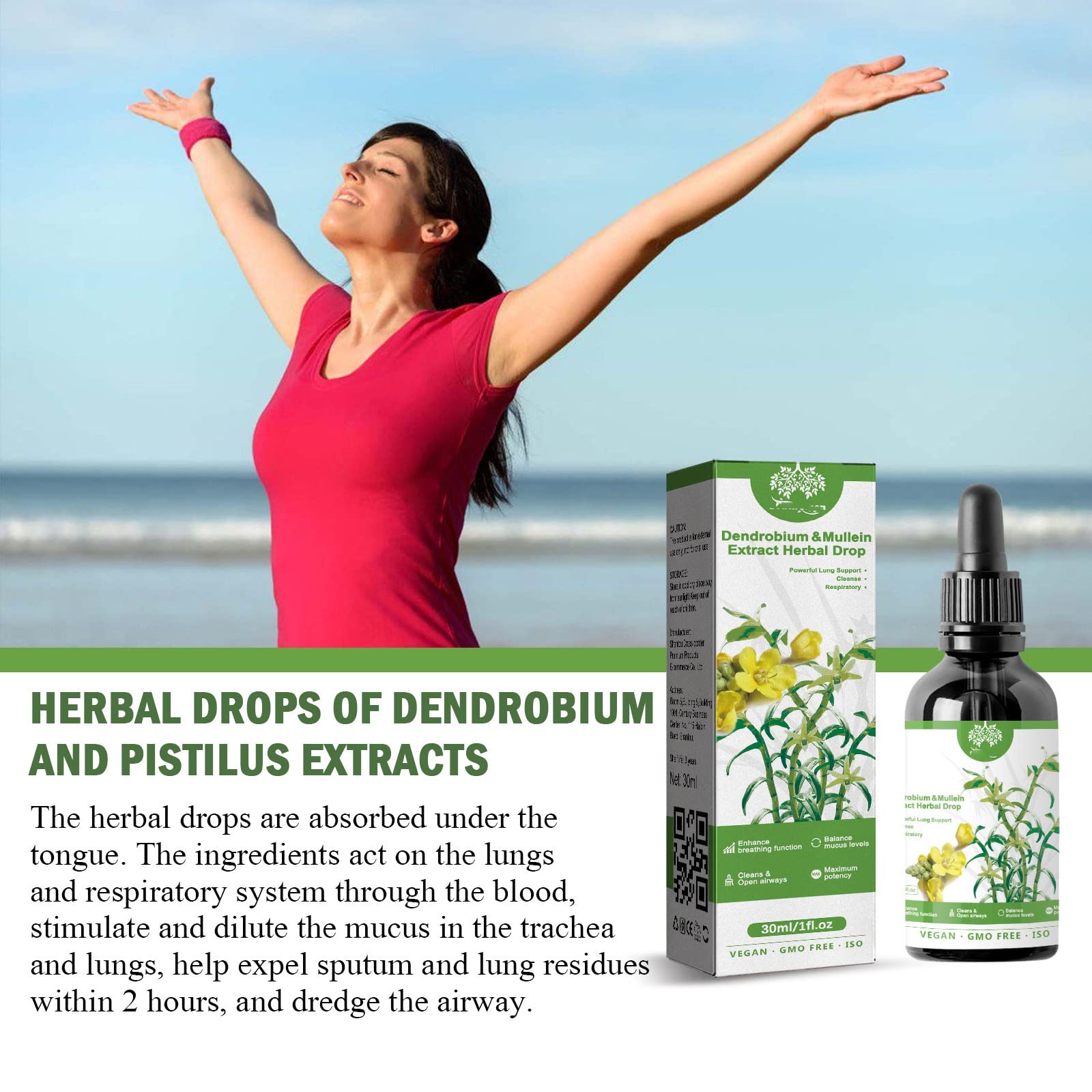 RCSCBC Mullein Extract Herbal Drops measuring dropper
