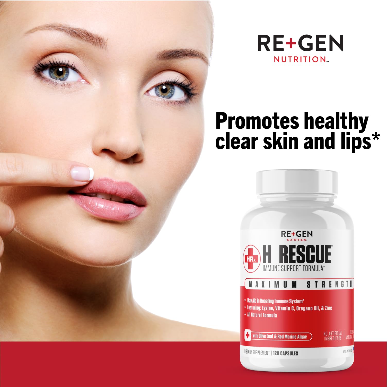 Re+Gen Nutrition H Rescue daily wellness Support Formula bottle side view