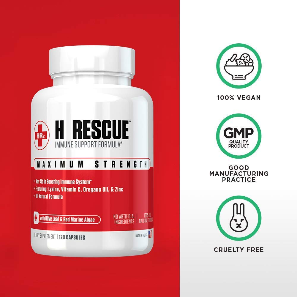 Re+Gen Nutrition H Rescue daily wellness Support Formula capsules with measuring spoon
