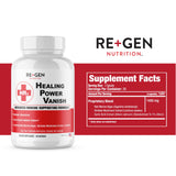 Re+Gen Nutrition Healing Power Vanish supplement capsules on a wooden surface