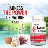 Re+Gen Nutrition L-Lysine capsules close-up showing size
