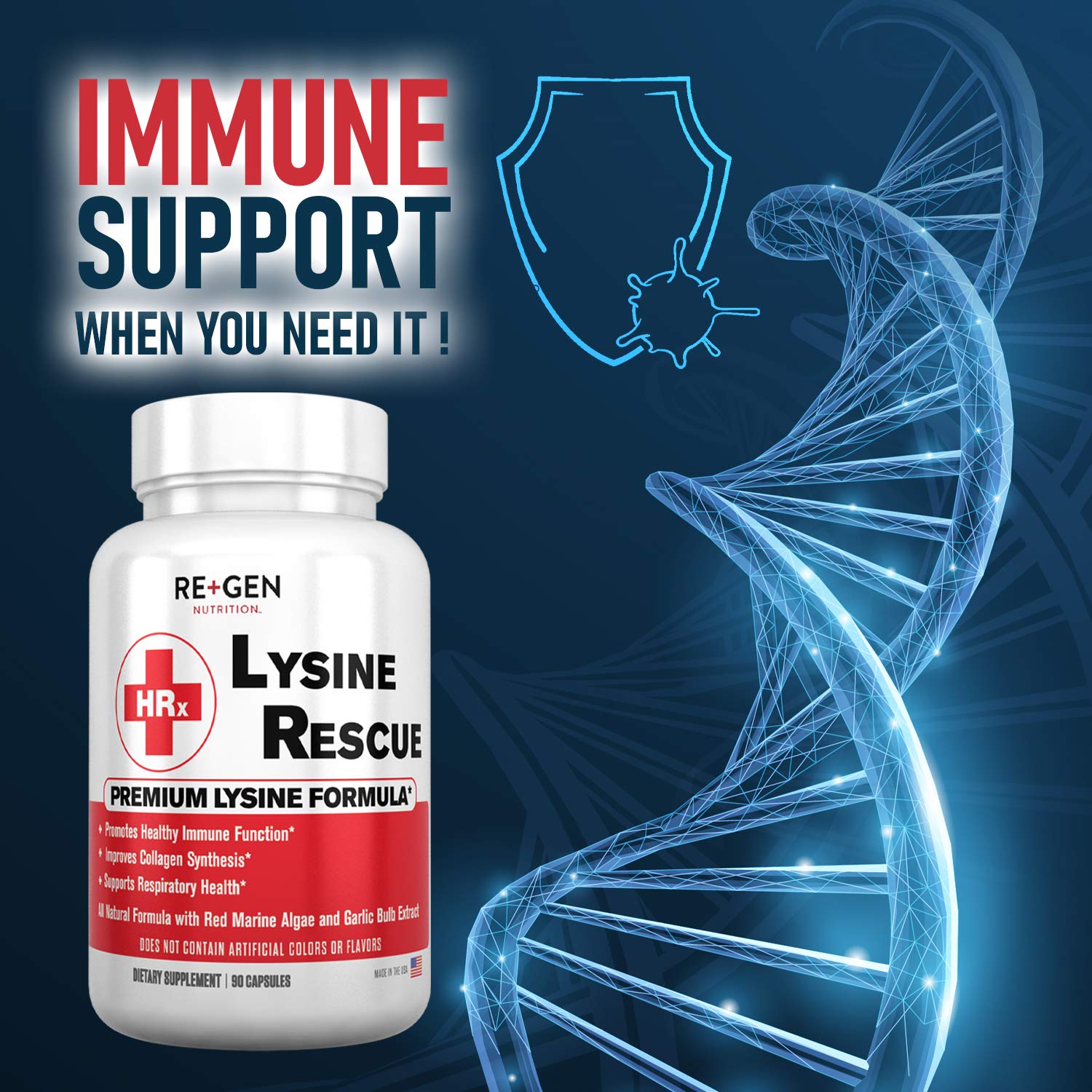 Re+Gen Nutrition L-Lysine Rescue daily wellness Supplement ingredients list