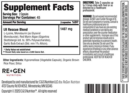 Re+Gen Nutrition L-Lysine Rescue daily wellness Supplement with lifestyle setting