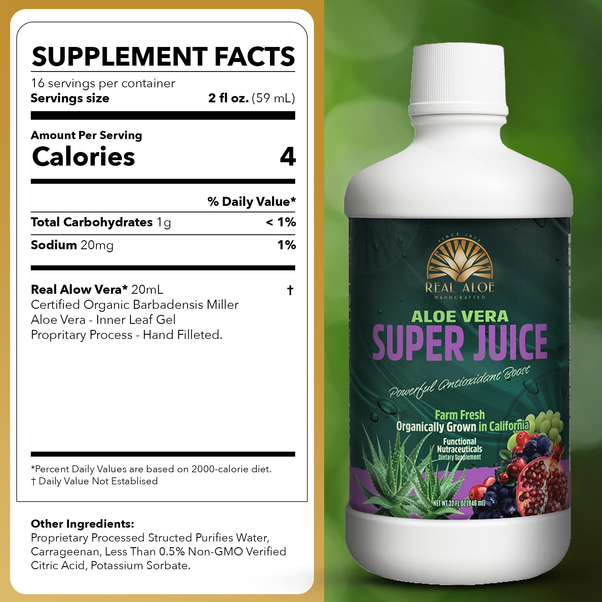 Real Aloe Organic Aloe Vera Juice ingredients list