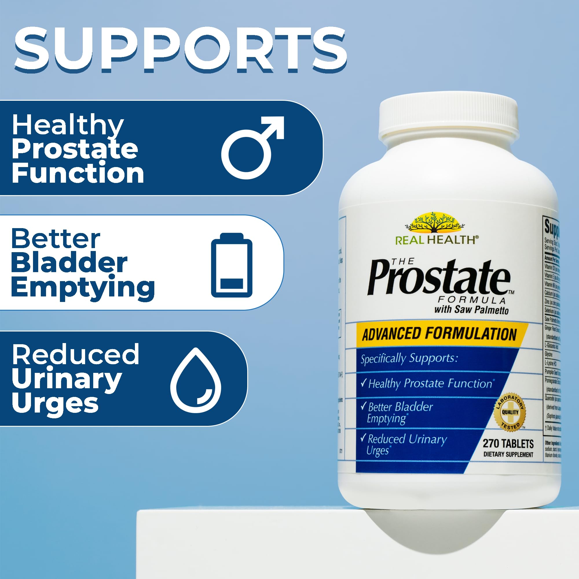 Real Health Prostate Formula bottle with tablets