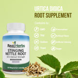 Real Herbs Stinging Nettle Root Extract 750mg bottle side view