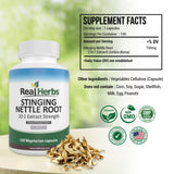 Real Herbs Stinging Nettle Root Extract 750mg vegetable capsules