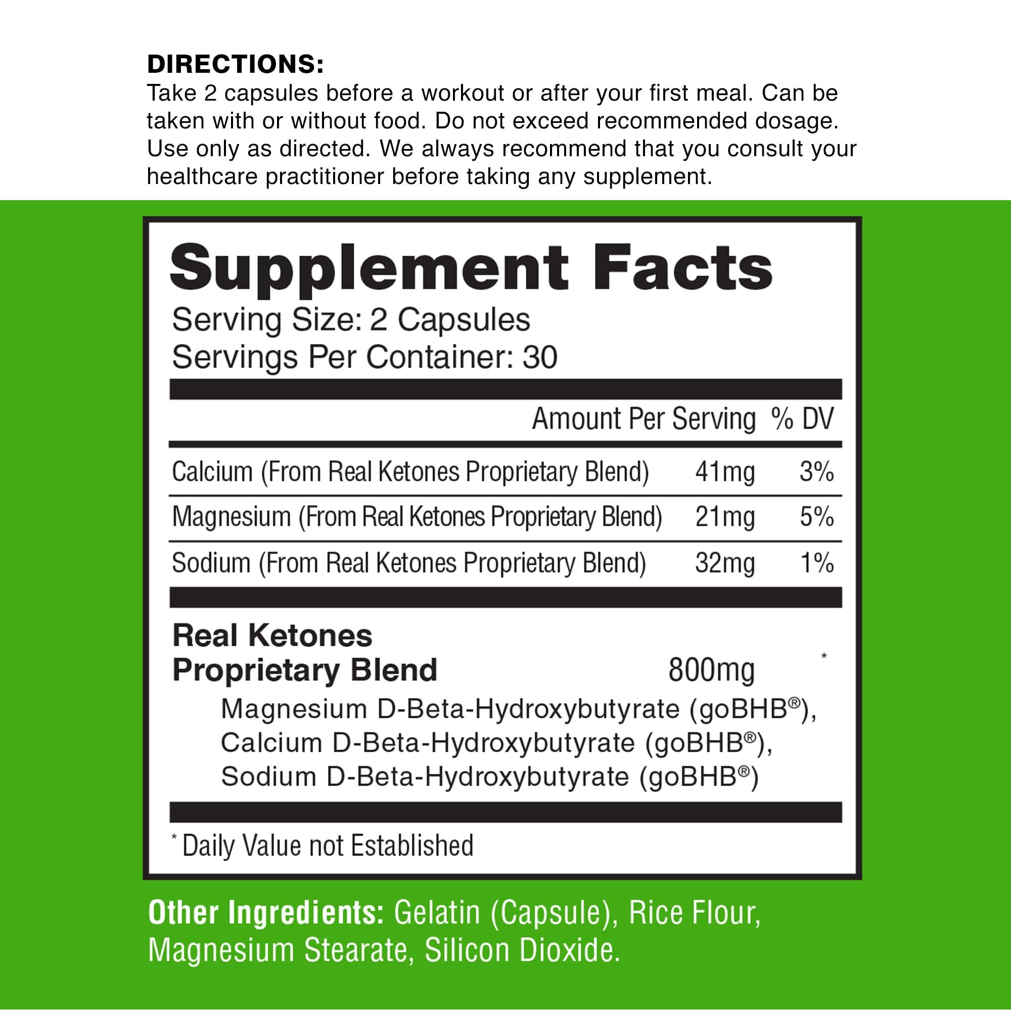 Real Ketones 7-Keto Supplement 50g with hydration pills