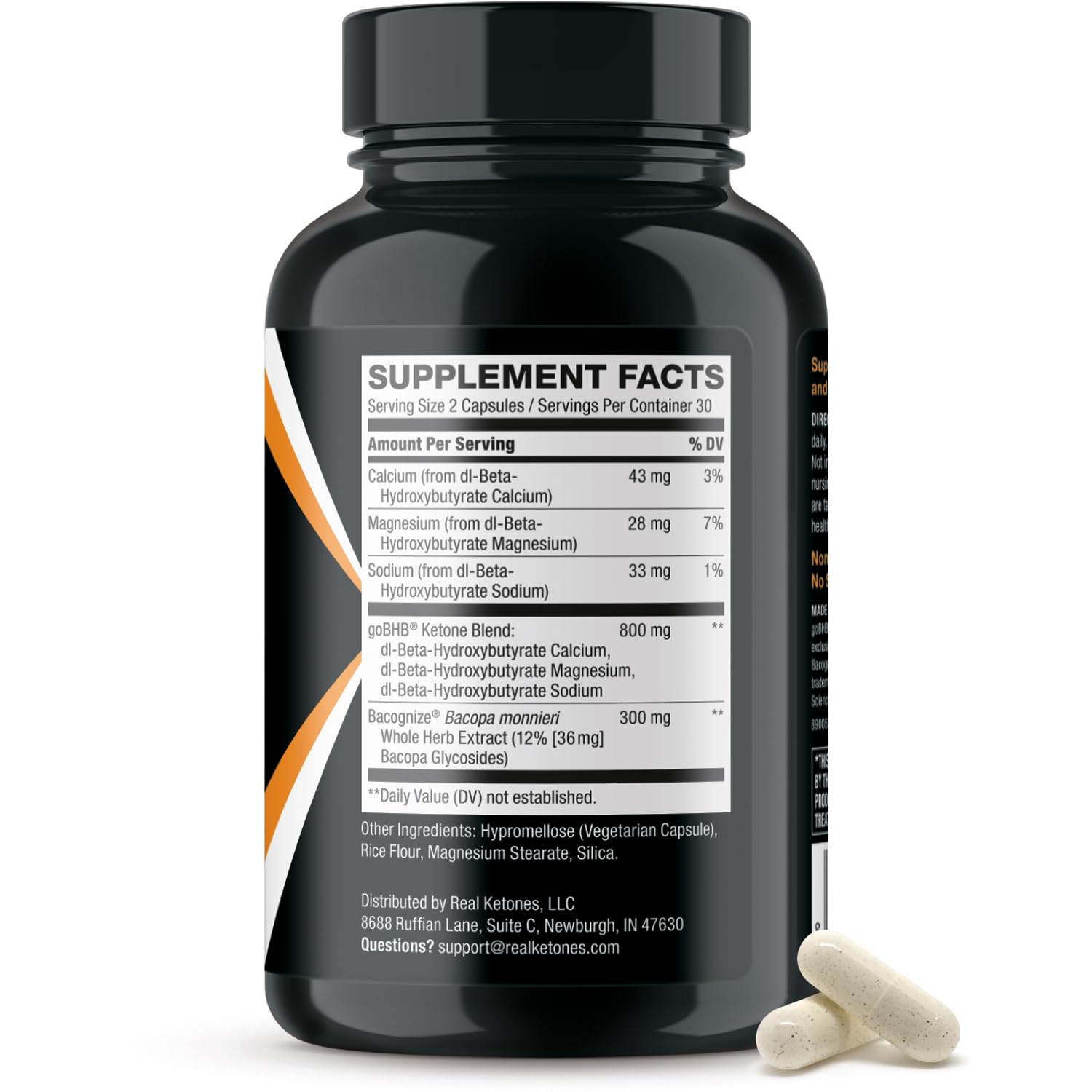 Real Ketones Bacopa Monnieri supplement with herbal background