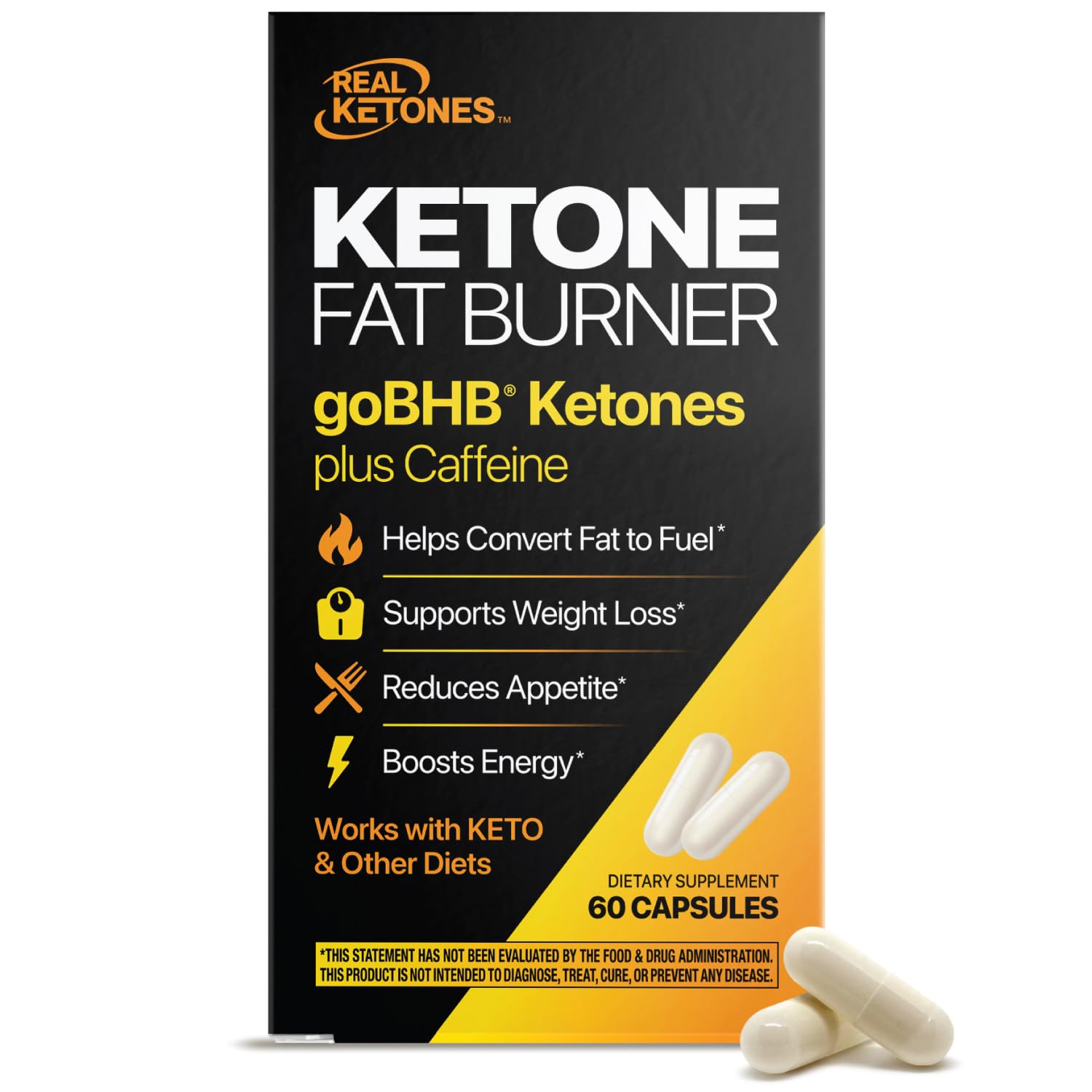 Real Ketones Belly Fat Burner Capsules front view