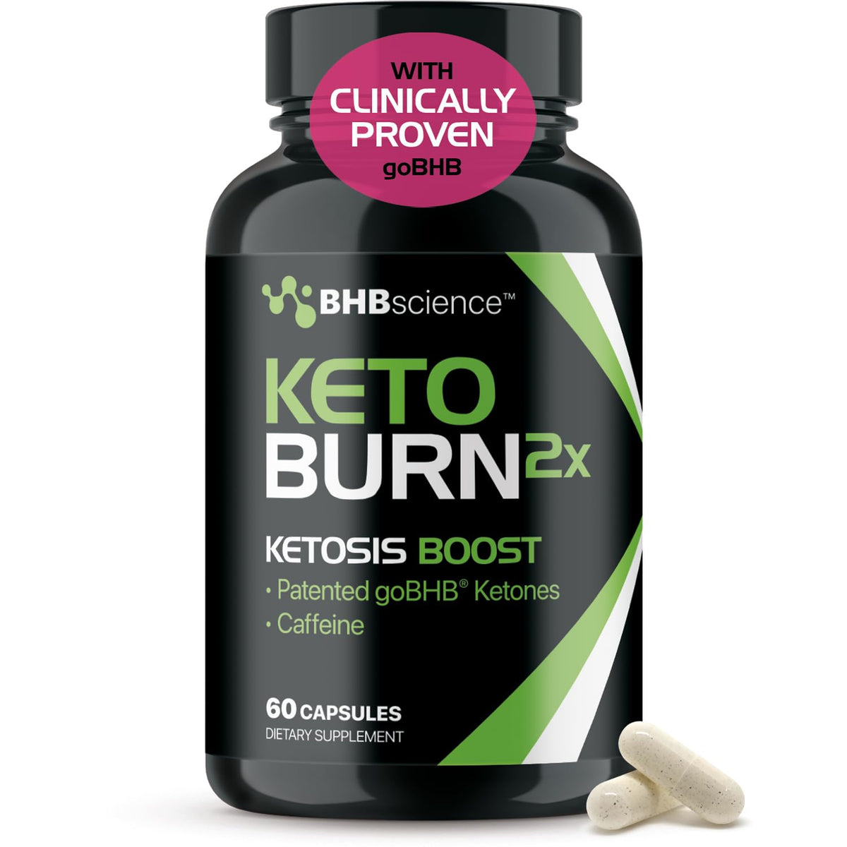 Real Ketones Keto BHB Capsules 60 Count front view