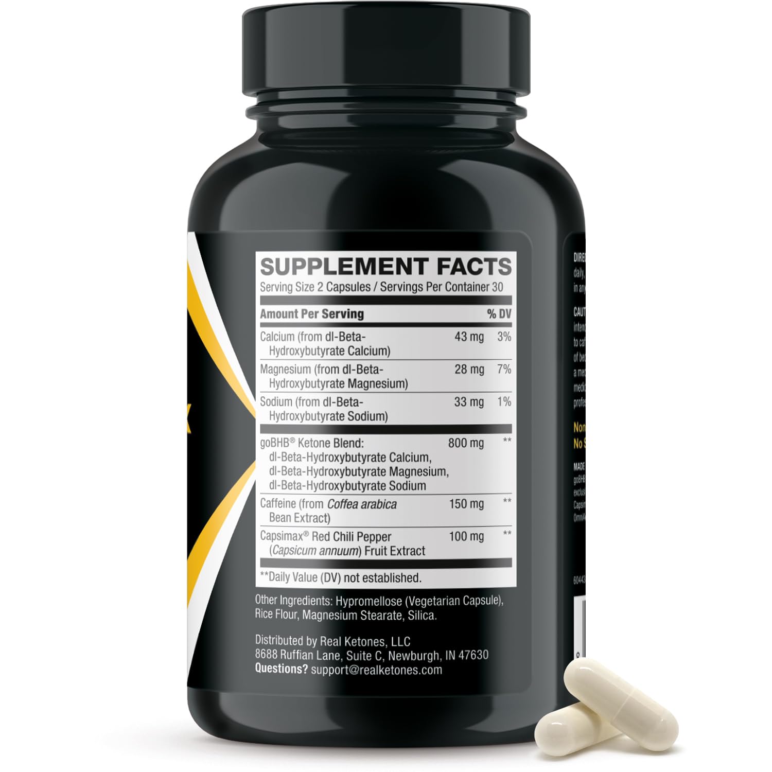 Real Ketones LIPO BURN Keto BHB Capsules close-up of capsules