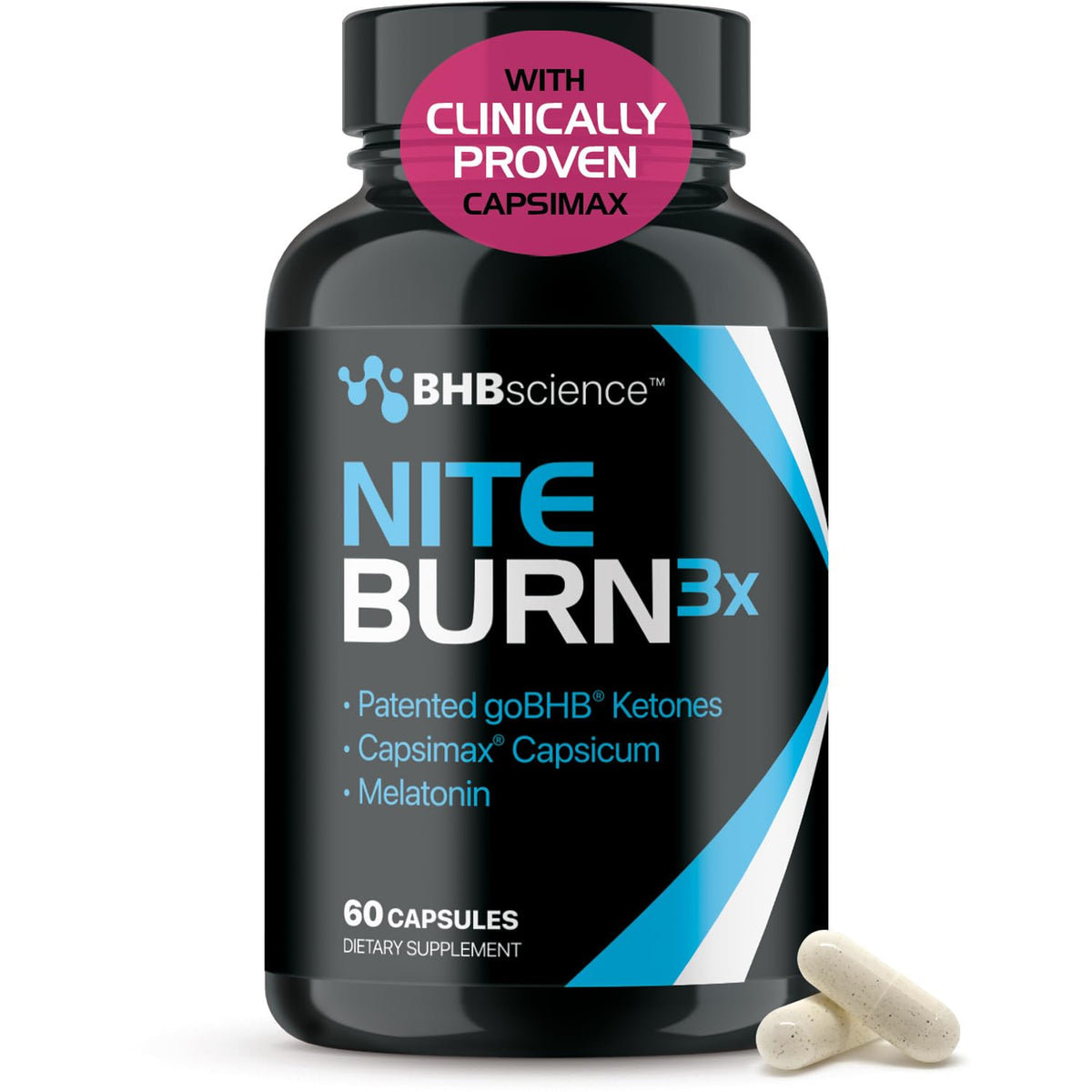 Real Ketones Nighttime Keto BHB Capsules bottle front view