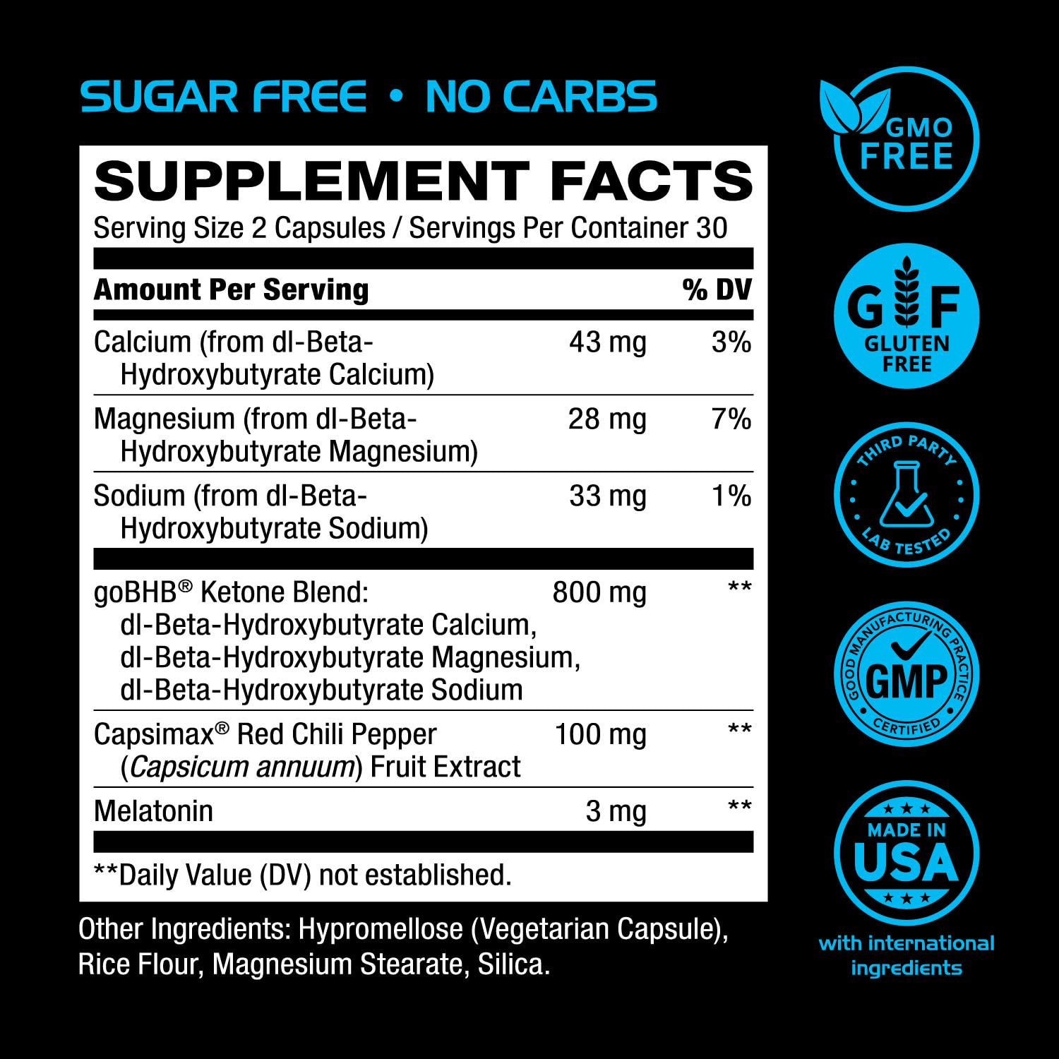Real Ketones Nighttime Keto BHB Capsules on a wooden table