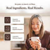 Real Mushrooms Coconut Creamer mixed in coffee