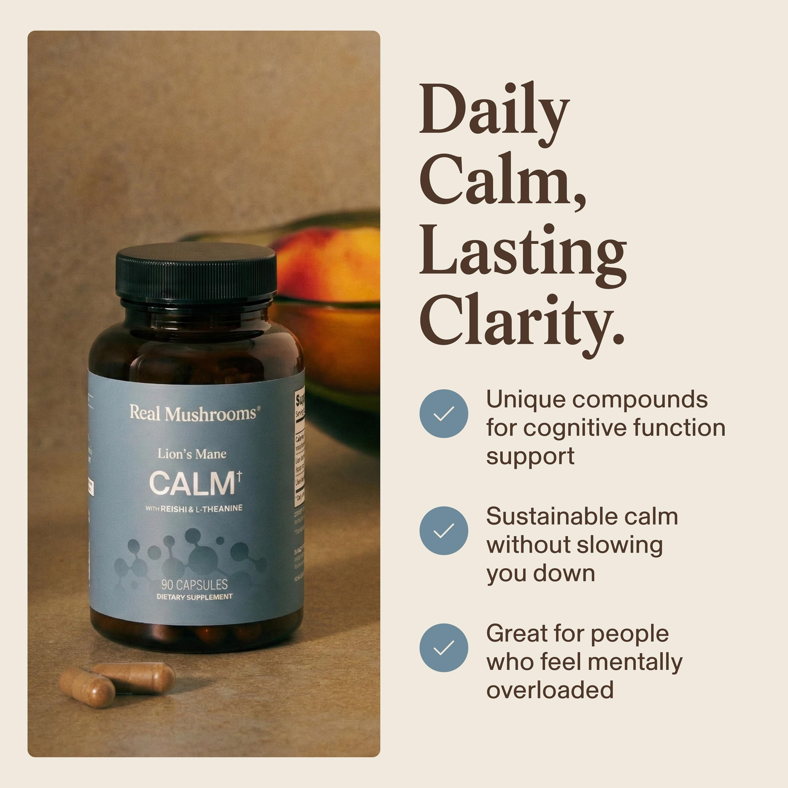 Real Mushrooms Lion’s Mane Calm supplement ingredients list