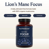 Real Mushrooms Lion's Mane Focus supplement side view