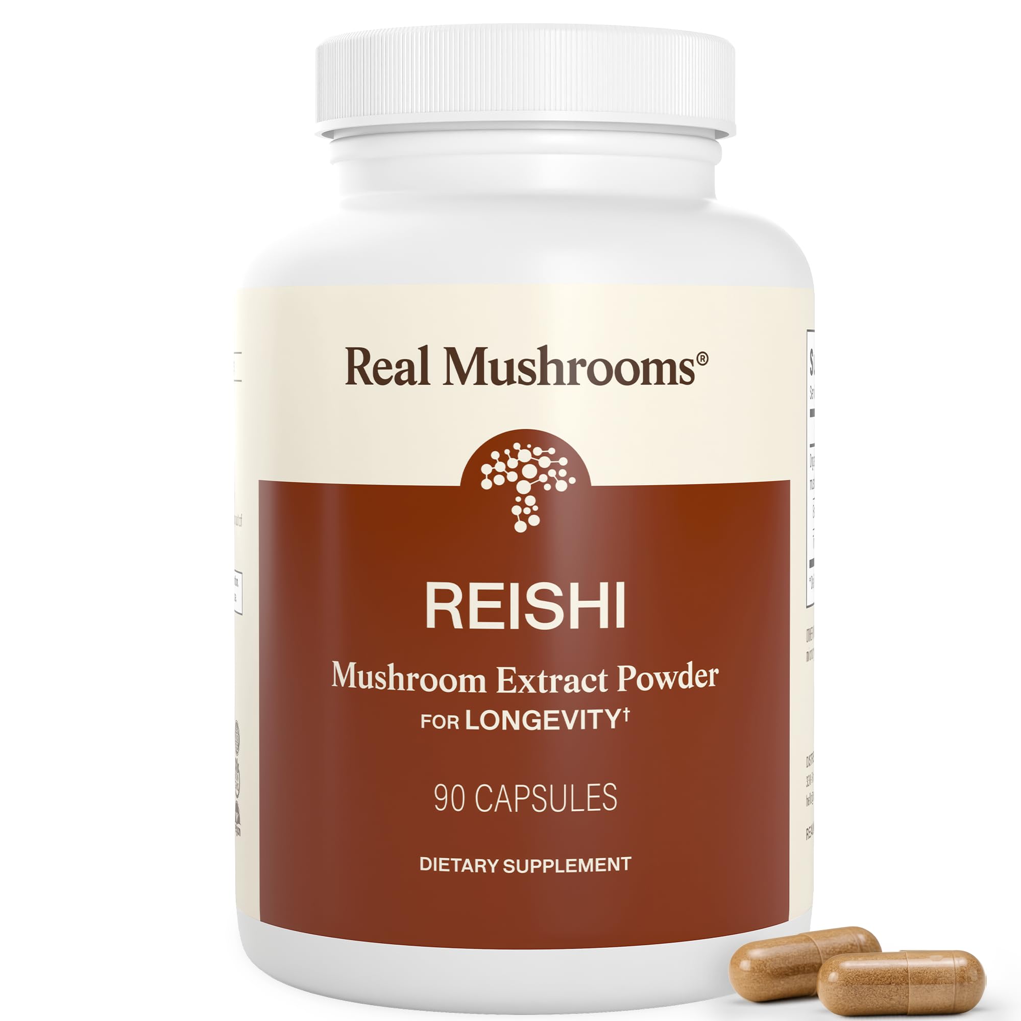 Real Mushrooms Red Reishi Mushroom Capsules front view