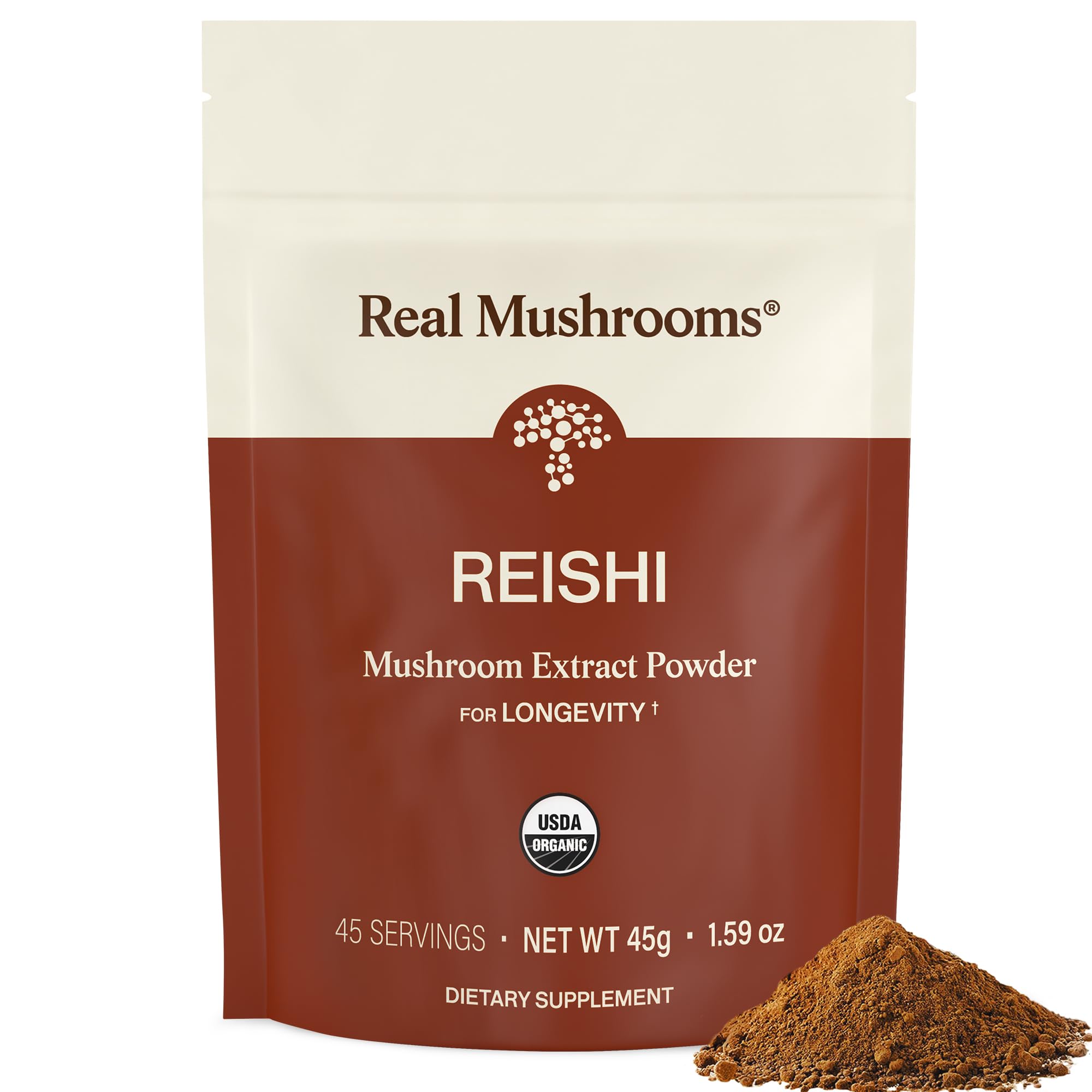 Real Mushrooms Red Reishi Mushroom Extract 45g front view