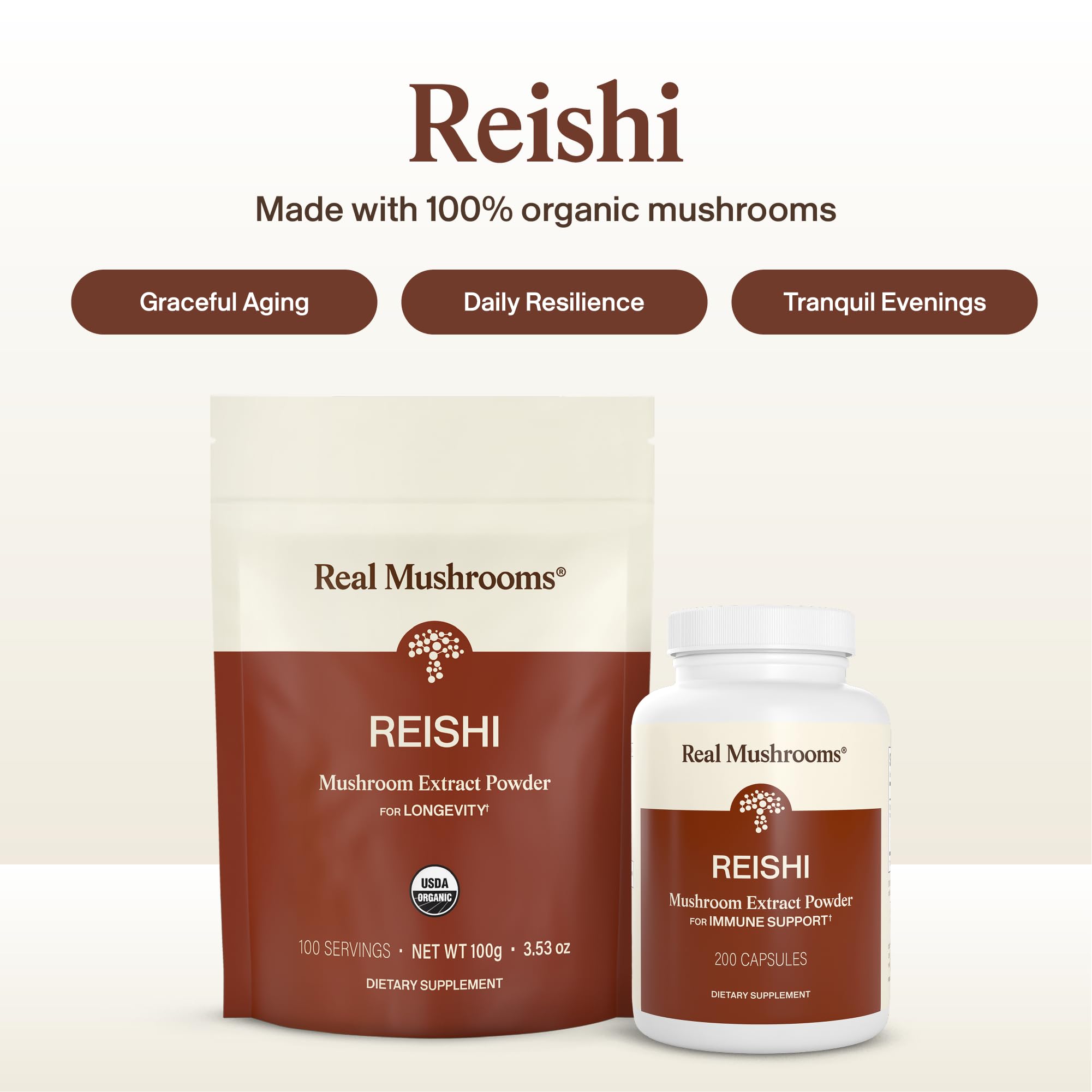 Real Mushrooms Red Reishi Mushroom Extract powder close-up