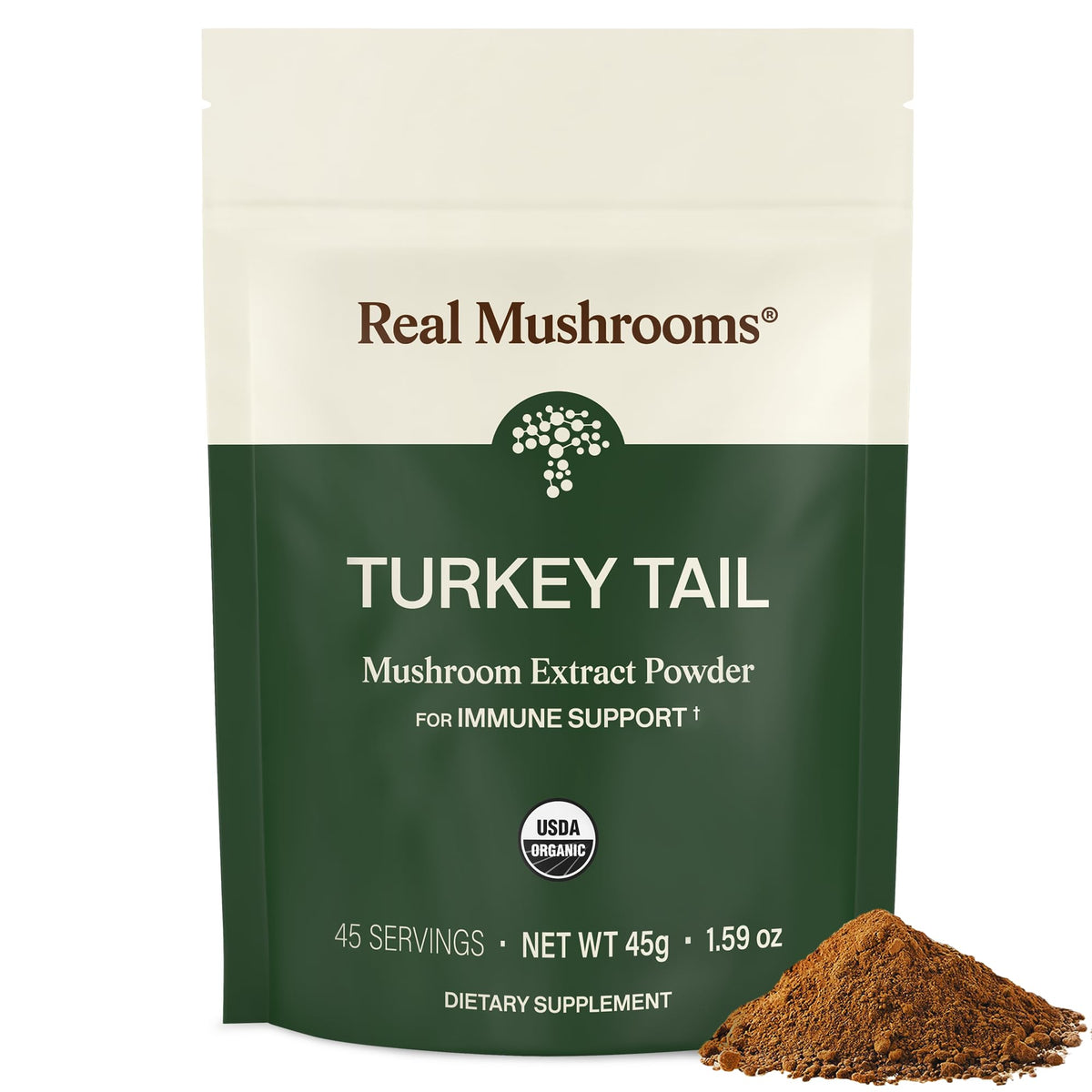 Real Mushrooms Turkey Tail Mushroom Extract 45g front view